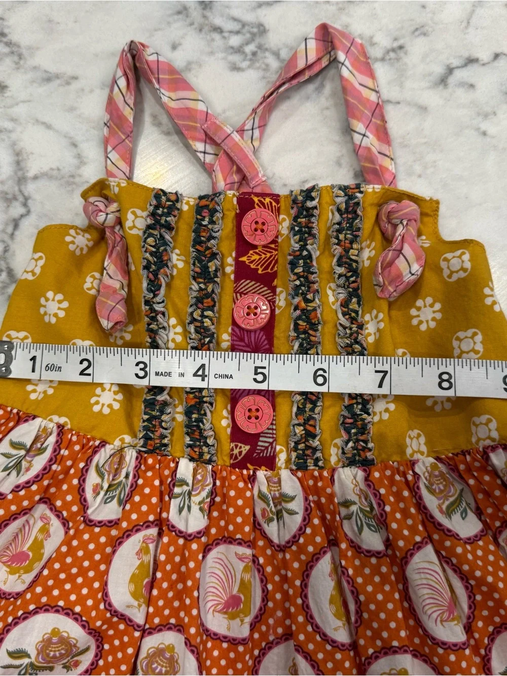 Matilda Jane Size 4 Mixed Print Dress – Roosters, Vegetables & Floral